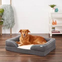 Frisco Plush Orthopedic Front Bolster Cat & Dog Bed W/Removable Cover