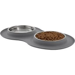 Frisco Double Stainless Steel Pet Bowl With Silicone Mat -Pet Supplies Shop 215986 PT2. AC SS1800 V1591020064