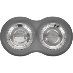 Frisco Double Stainless Steel Pet Bowl With Silicone Mat -Pet Supplies Shop 215986 PT3. AC SS1800 V1591020066