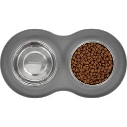Frisco Double Stainless Steel Pet Bowl With Silicone Mat -Pet Supplies Shop 215986 PT4. AC SS1800 V1591020068