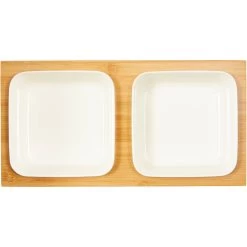 Frisco Square Melamine Dog & Cat Bowl Set With Bamboo Stand -Pet Supplies Shop 232076 PT2. AC SS1800 V1605110607