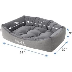 Frisco Rectangular Personalized Bolster Dog Bed W/Removable Cover, Dark Gray, X-Large -Pet Supplies Shop 252611 PT2. AC SS1800 V1605134826