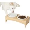 Frisco Ceramic Dog & Cat Double Diner With Elevated Wood Stand