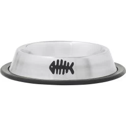 Frisco Fish Print Non-Skid Stainless Steel Dish Cat Bowl