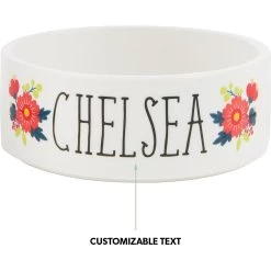 Frisco Flower Ceramic Personalized Dog Bowl -Pet Supplies Shop 286985 PT6. AC SS1800 V1625860866