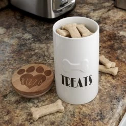 Frisco Ceramic Personalized Treat Jar With Wood Lid, 4 Cup, 32oz -Pet Supplies Shop 301179 PT2. AC SS1800 V1631119609