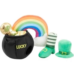 Frisco St. Patrick's Pot Of Gold Hide & Seek Puzzle Plush Squeaky Dog Toy