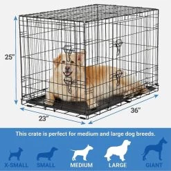 Frisco Fold & Carry Double Door Collapsible Wire Dog Crate & Mat Kit & Frisco Stainless Steel Bowl -Pet Supplies Shop 303428 PT2. AC SS1800 V1623055045