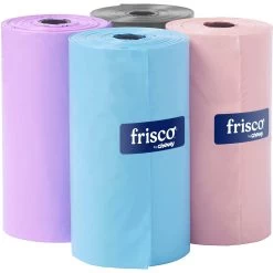 Frisco Dog Poop Bag Solid Assortment In Teal Blue, Violet, Gray, & Coral